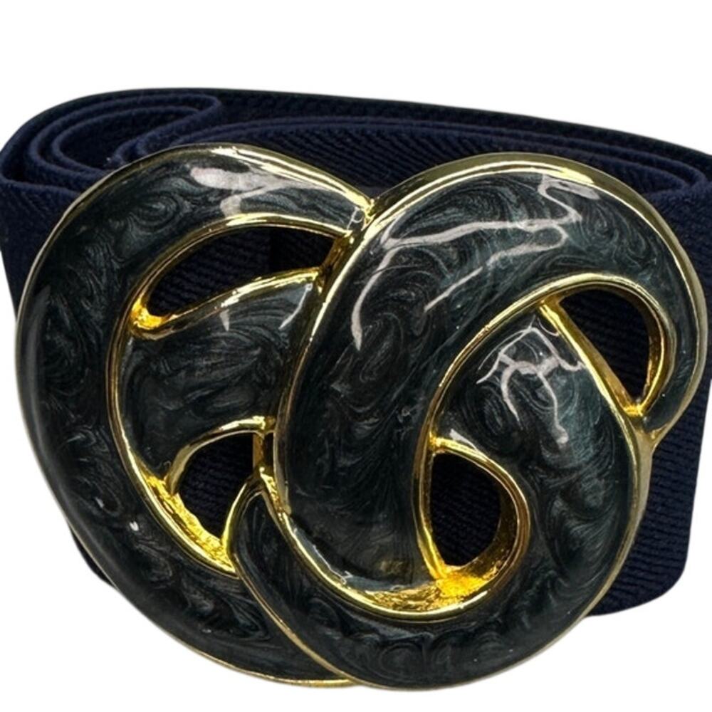 DA-FOR Navy Gold Enamel Adjustable Cinch XXL Whimsygoth Preppy Retro - Picture 7 of 8